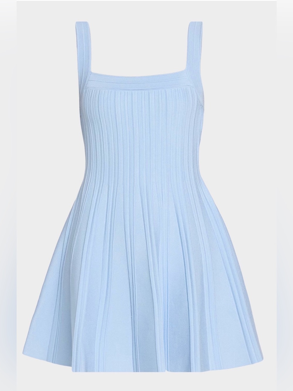 Simkhai Light Blue Ribbed Tank Mini Dress — Elegant Fit-and-Flare